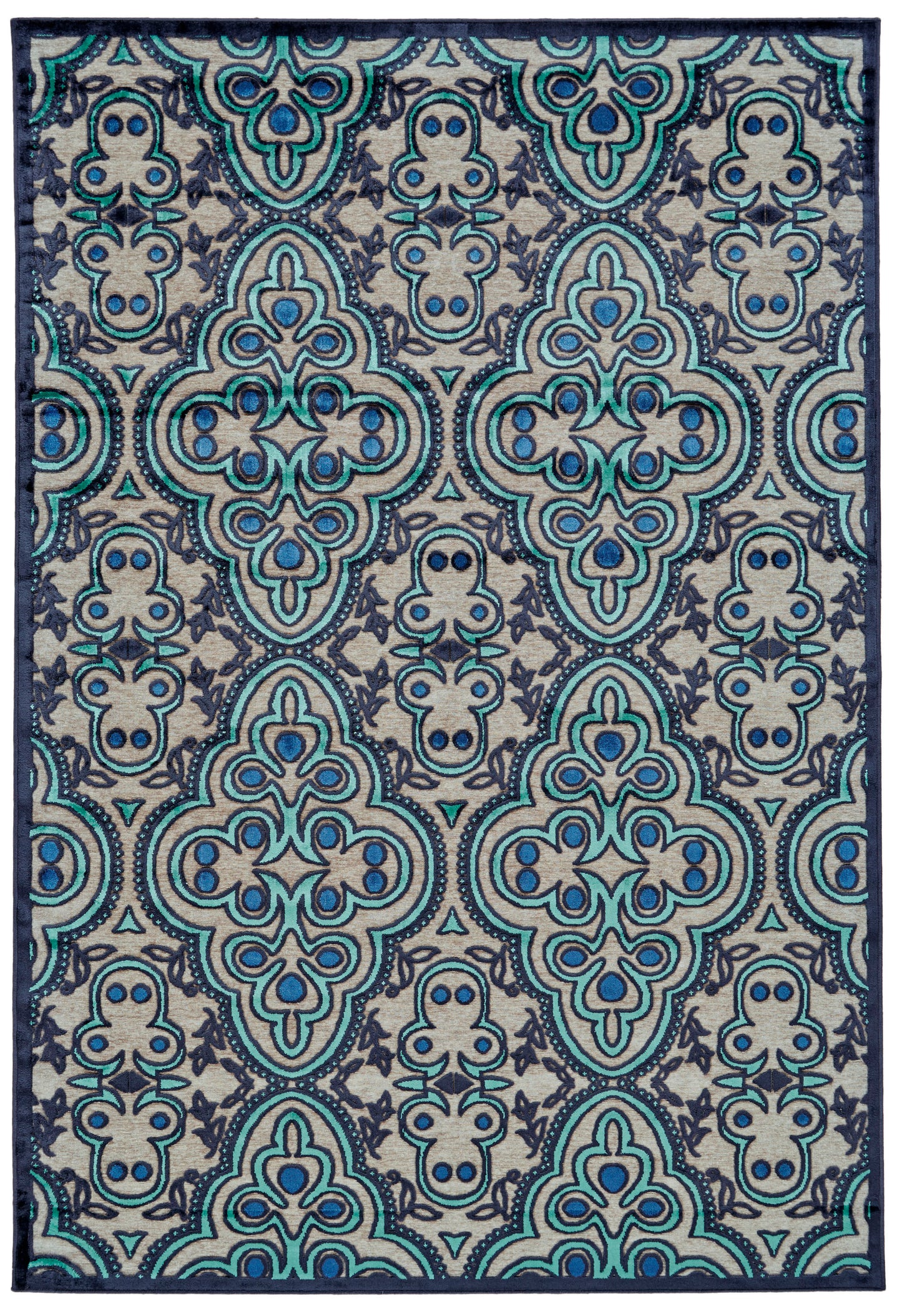 Saphir Callo Modern/Bohemian & Eclectic/Cottage Damask/Ikat Tan/Taupe/Blue - Feizy Rug