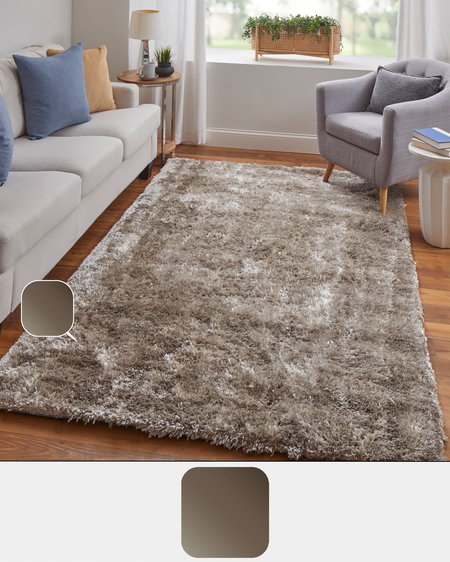 Blunham Modern/Luxury & Glam Solid Gold/Green - Feizy Rug