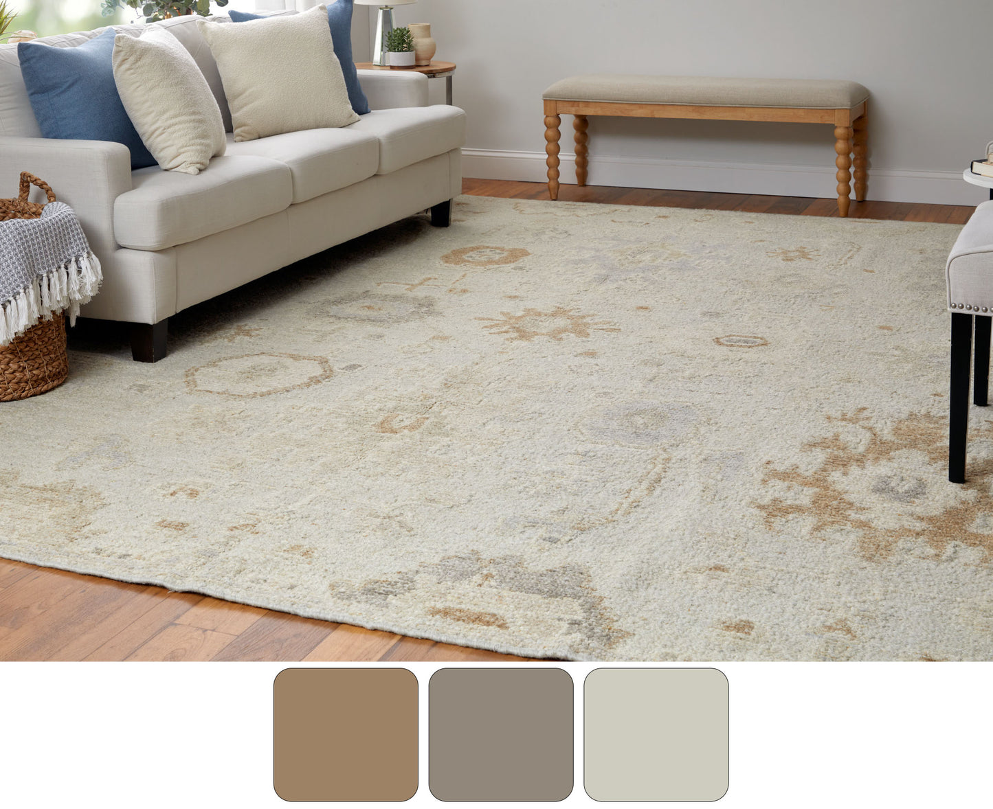 Grafton Transitional/Craftsman/Bohemian & Eclectic Floral & Botanical Tan/Ivory/Orange - Feizy Rug