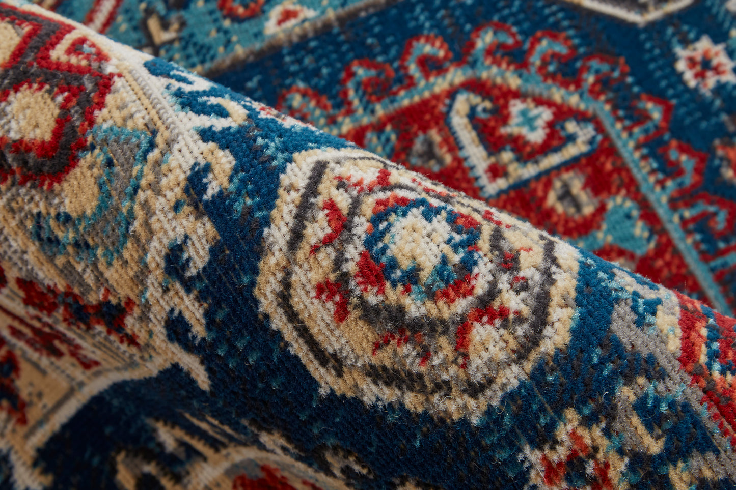 Nolan Transitional/Bohemian & Eclectic/Casual Patchwork/Floral & Botanical/Distressed Blue/Red/Tan - Feizy Rug