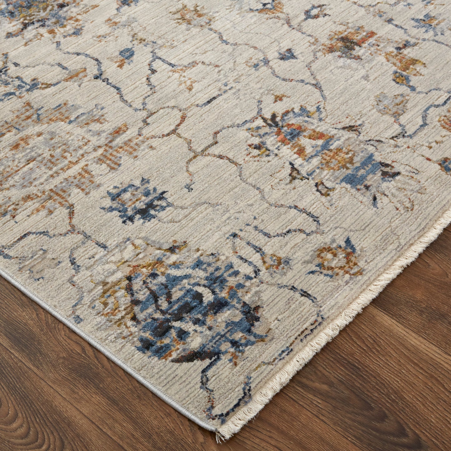 Kaia Transitional/Casual/Bohemian & Eclectic Ivory/Orange/Blue Accent Rug
