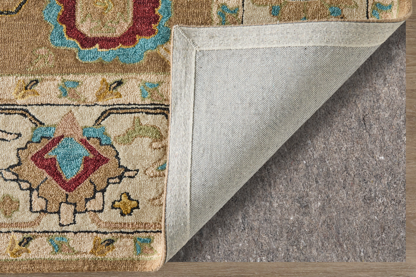 Springfield Traditional Floral & Botanical/Bordered Tan/Ivory/Blue - Feizy Rug