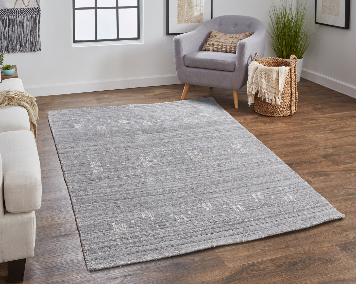 Legacy Transitional/Casual/Global Solid/Southwestern/Polka Dots Gray/Ivory - Feizy Rug