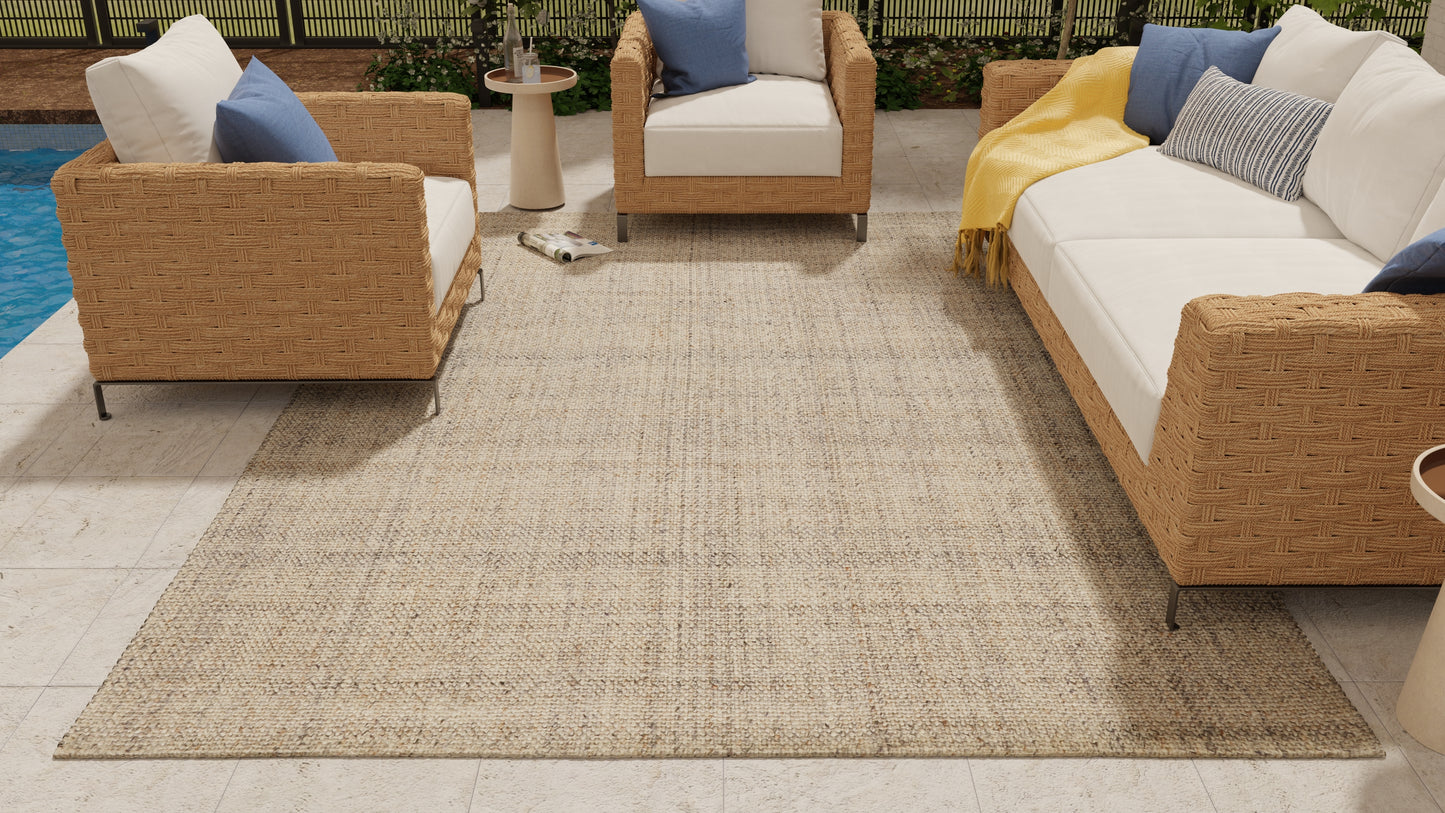 Naples Transitional/Casual/Nautical & Coastal Solid/Stripes Ivory/Tan/Gray - Feizy Rug