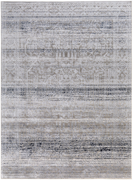 Macklaine Transitional/Bohemian & Eclectic/Global Distressed/Oriental/Bordered Taupe/Black/Ivory - Feizy Rug