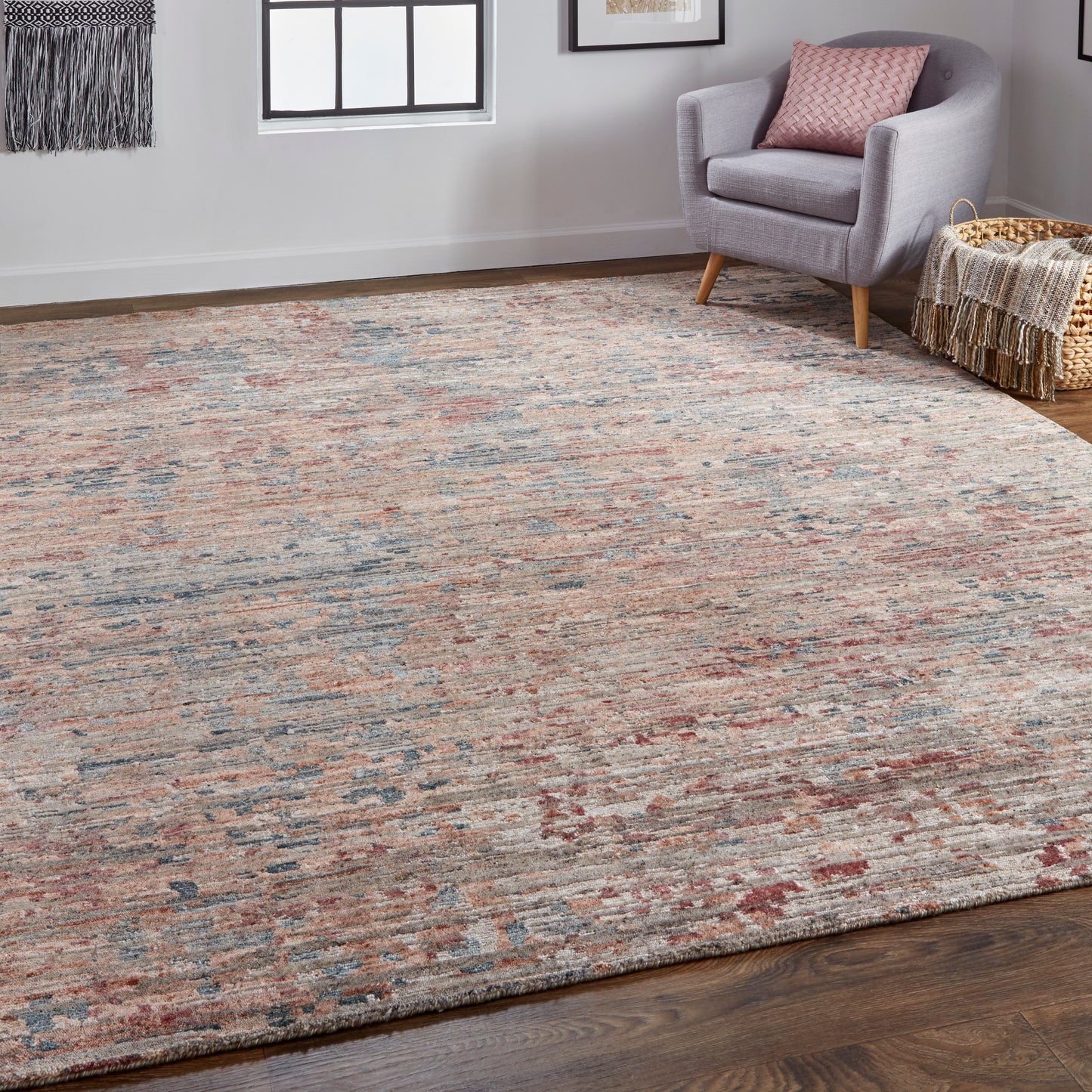 Conroe Modern/Casual/Industrial Abstract/Distressed Red/Blue - Feizy Rug