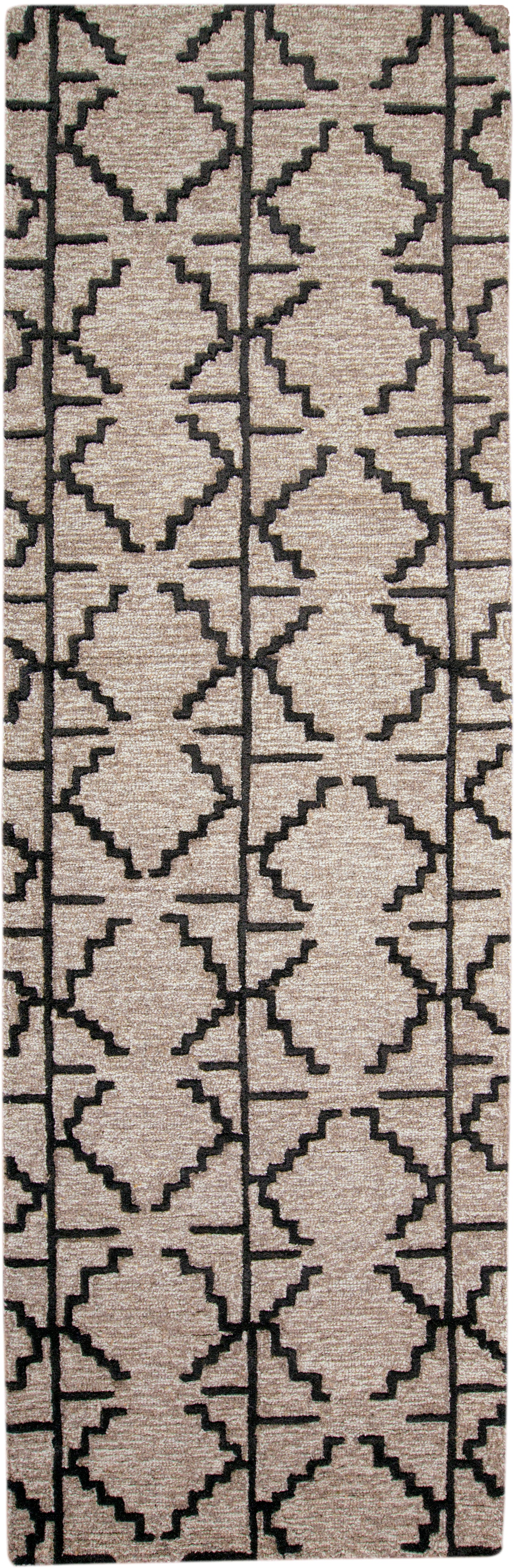 Enzo Transitional/Global Black/Taupe/Gray Runner  Feizy Rugs Small Parcel,Feizy Rugs,Enzo,Black/Taupe/Gray,2'6" x 8',Runner,Wool,Transitional/Global,India