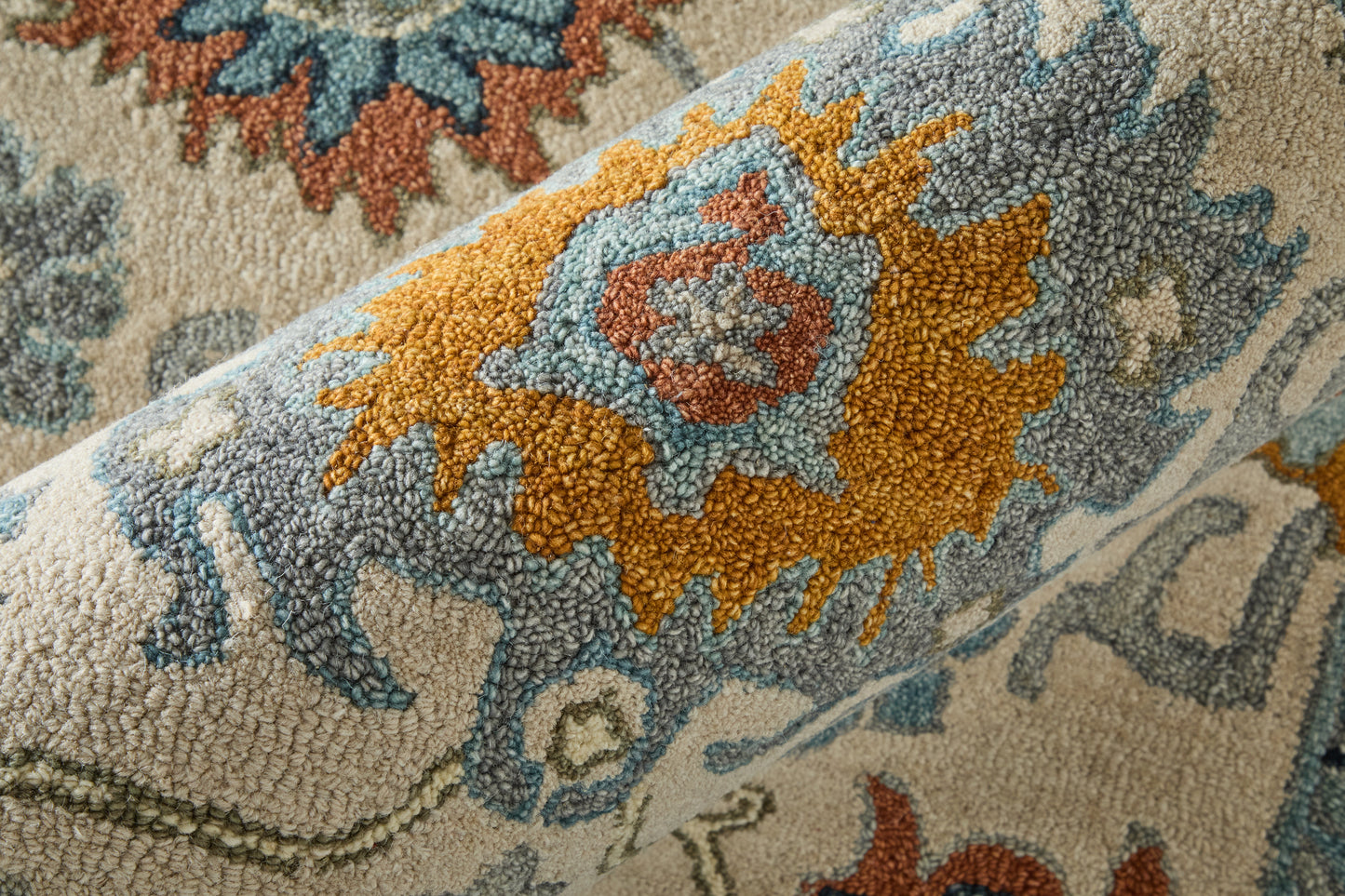 Springfield Traditional Floral & Botanical/Bordered Blue/Gray/Ivory - Feizy Rug