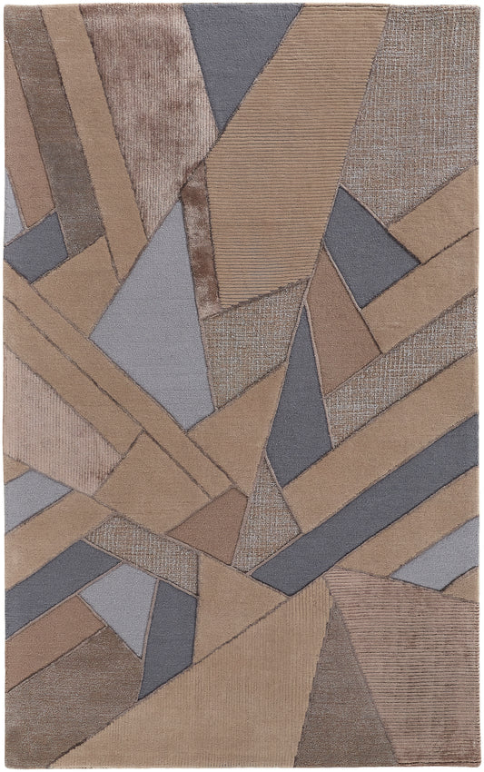 Nash Modern/Bohemian & Eclectic/Mid-Century Modern Geometric/Color Block Tan/Brown/Blue - Feizy Rug
