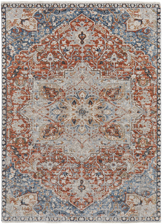 Kaia Transitional/Bohemian & Eclectic/Vintage Orange/Ivory/Blue Area Rug  Feizy Rugs LTL,Feizy Rugs,Kaia,Orange/Ivory/Blue,12' x 15',Area Rug,Polypropylene/Viscose/Polyester,Transitional/Bohemian & Eclectic/Vintage,Turkey