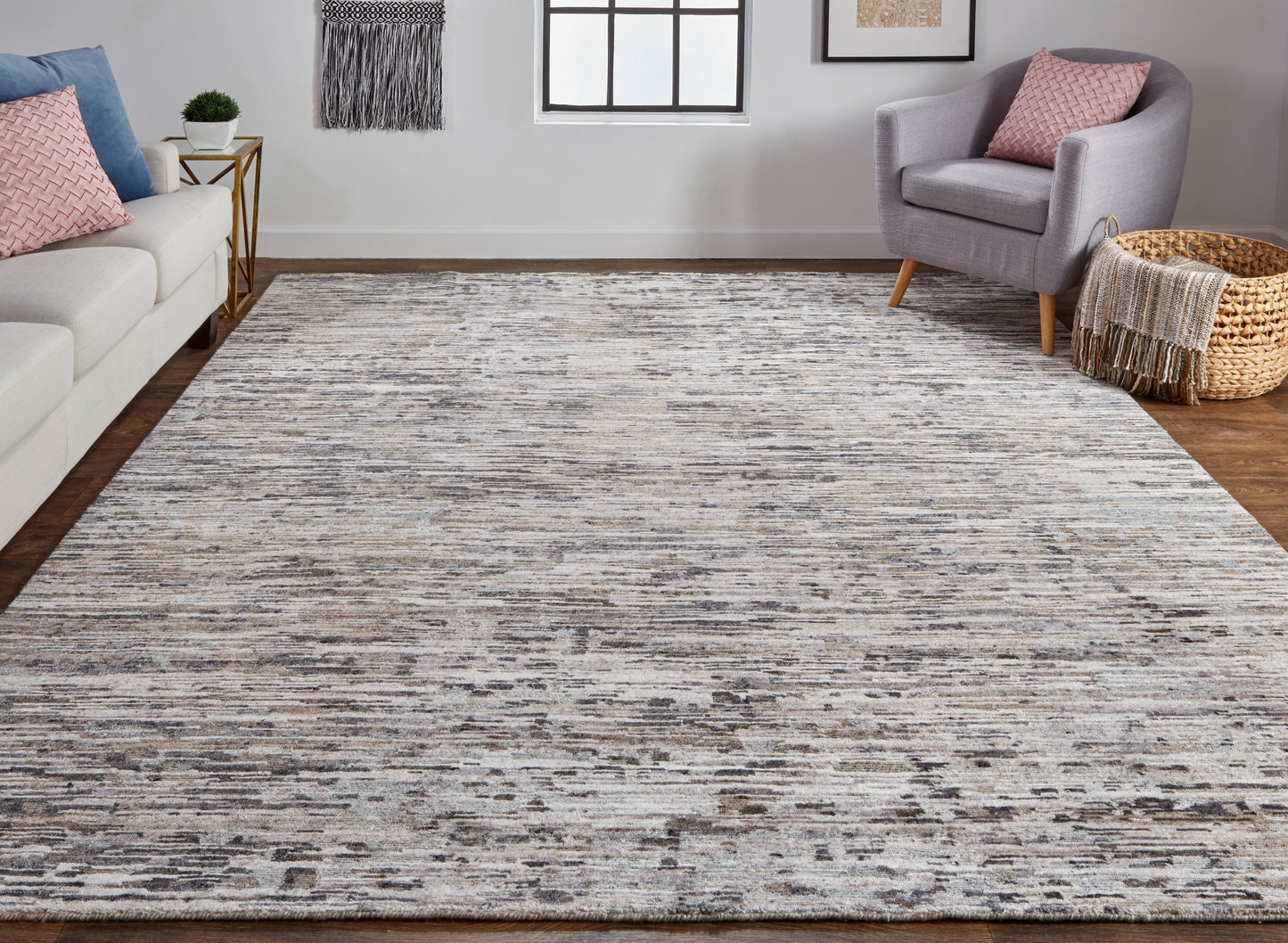Conroe Modern/Casual/Industrial Gray/Blue/Silver Area Rug