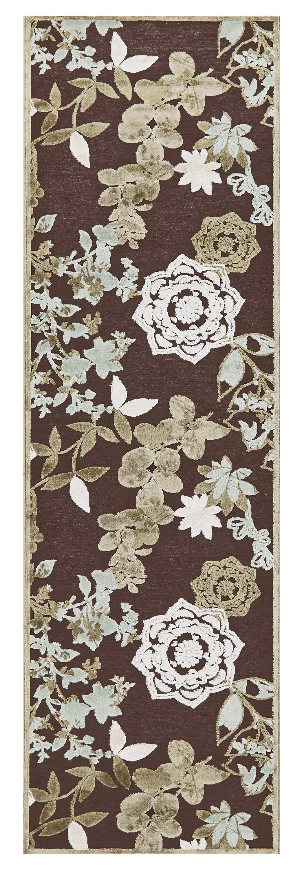 Saphir Mah Modern/Casual/Cottage Floral & Botanical/Paisley Brown/Green/Ivory - Feizy Rug