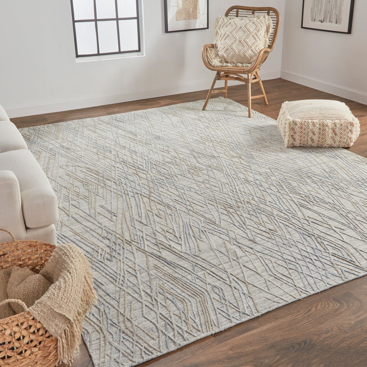 Elias Modern/Casual Gray/Blue Area Rug