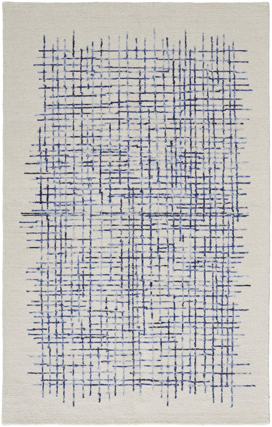 Maddox Transitional/Casual Abstract Ivory/Blue - Feizy Rug