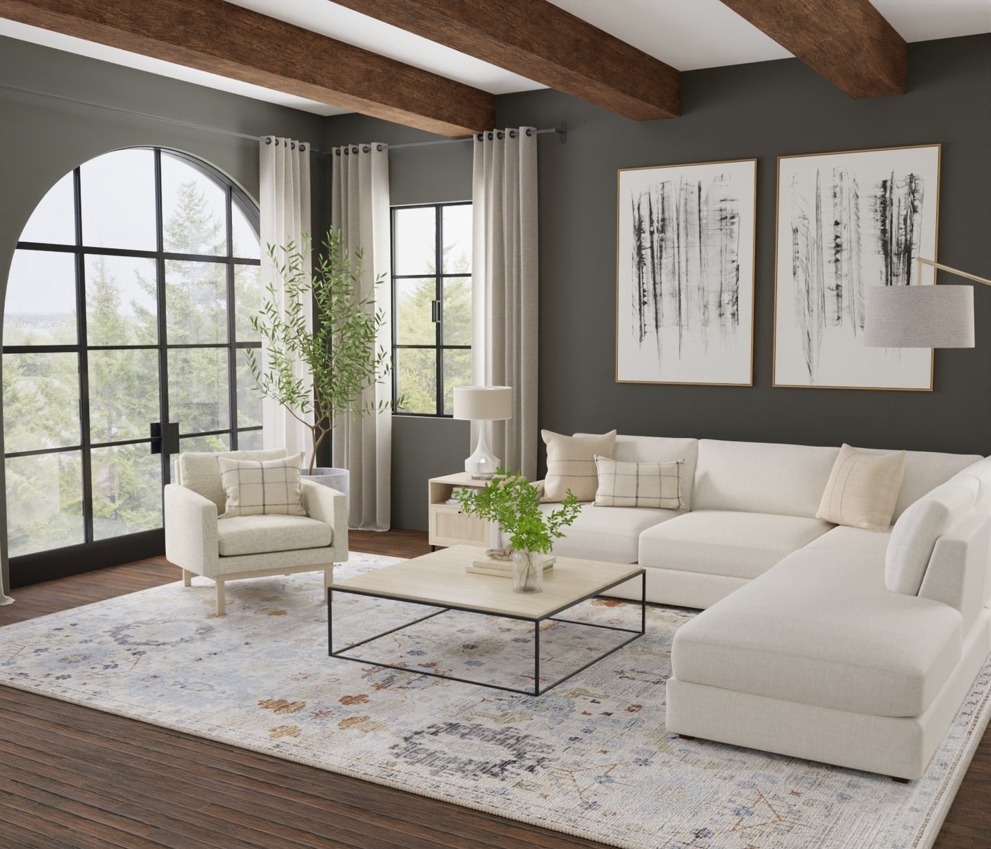 Melrose Traditional/Persian/Classic Floral & Botanical/Trellis & Lattice Tan/Blue/Red - Feizy Rug