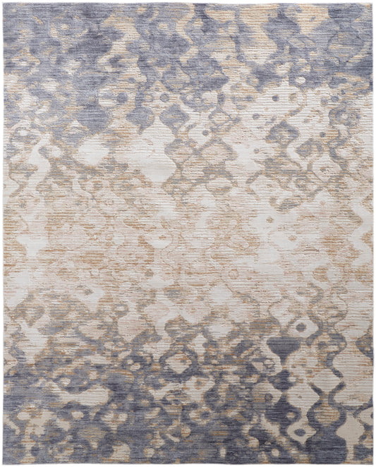 Laina Transitional/Industrial/Casual Tan/Ivory/Blue Accent Rug