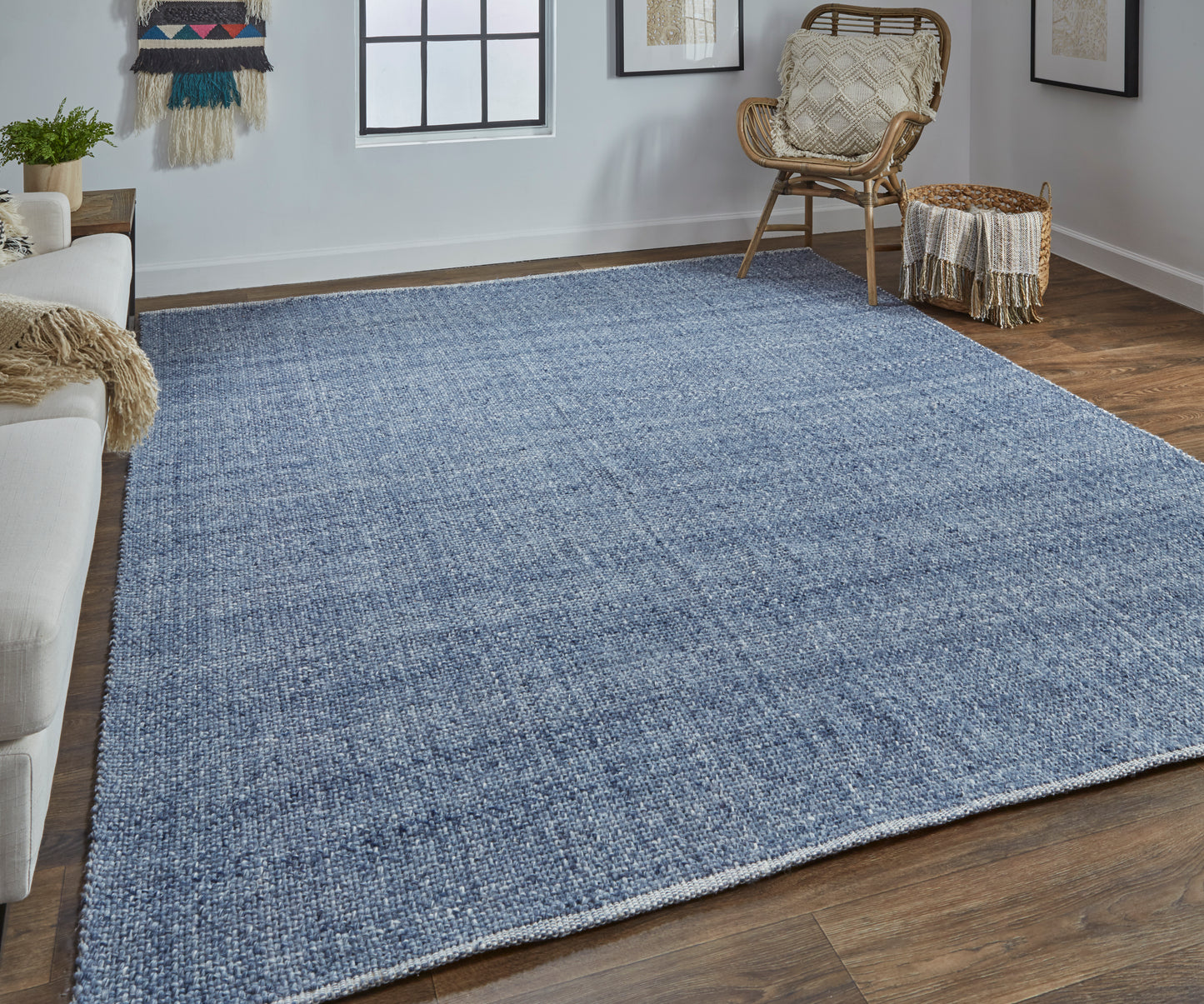 Naples Transitional/Casual/Nautical & Coastal Solid/Stripes Blue - Feizy Rug