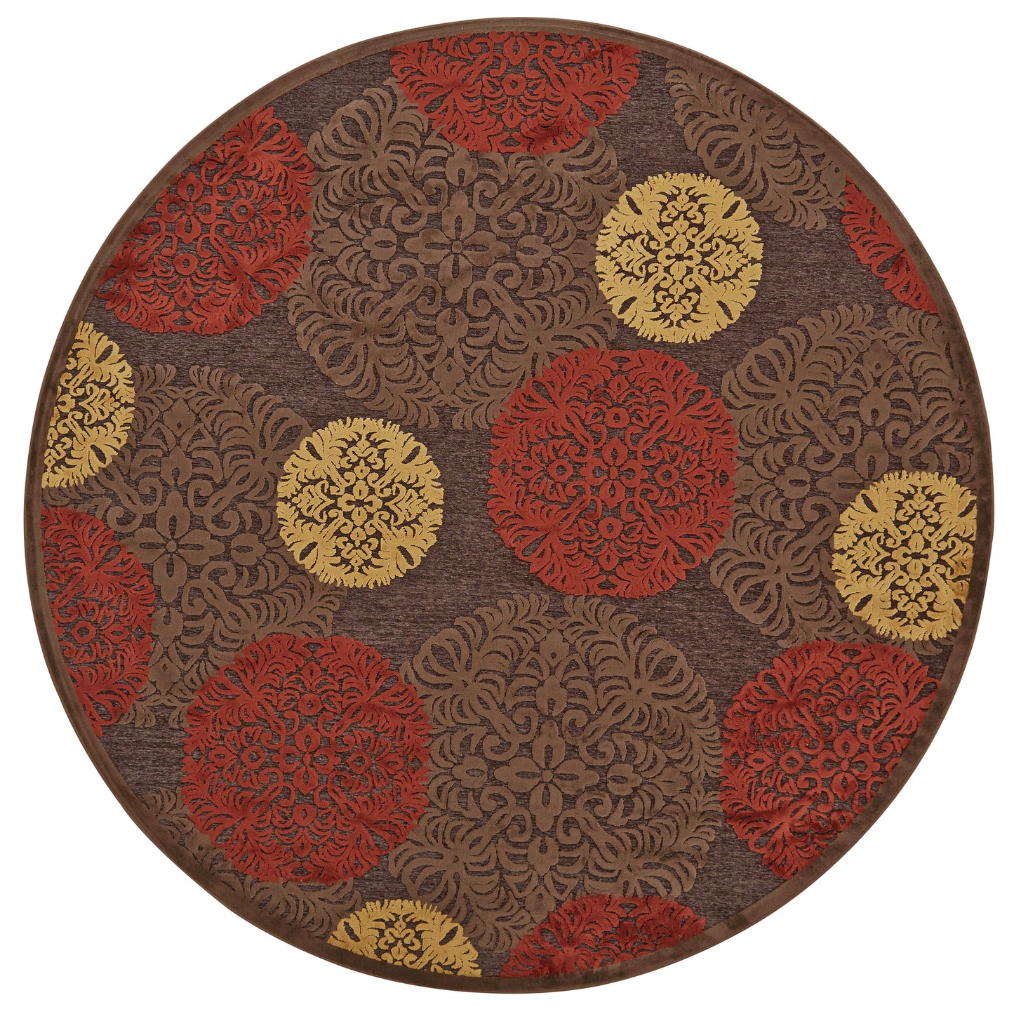Saphir Transitional/Casual Polka Dots/Distressed Taupe/Red/Tan - Feizy Rug