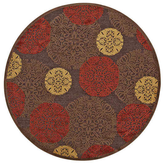 Saphir Transitional/Casual Polka Dots/Distressed Taupe/Red/Tan - Feizy Rug