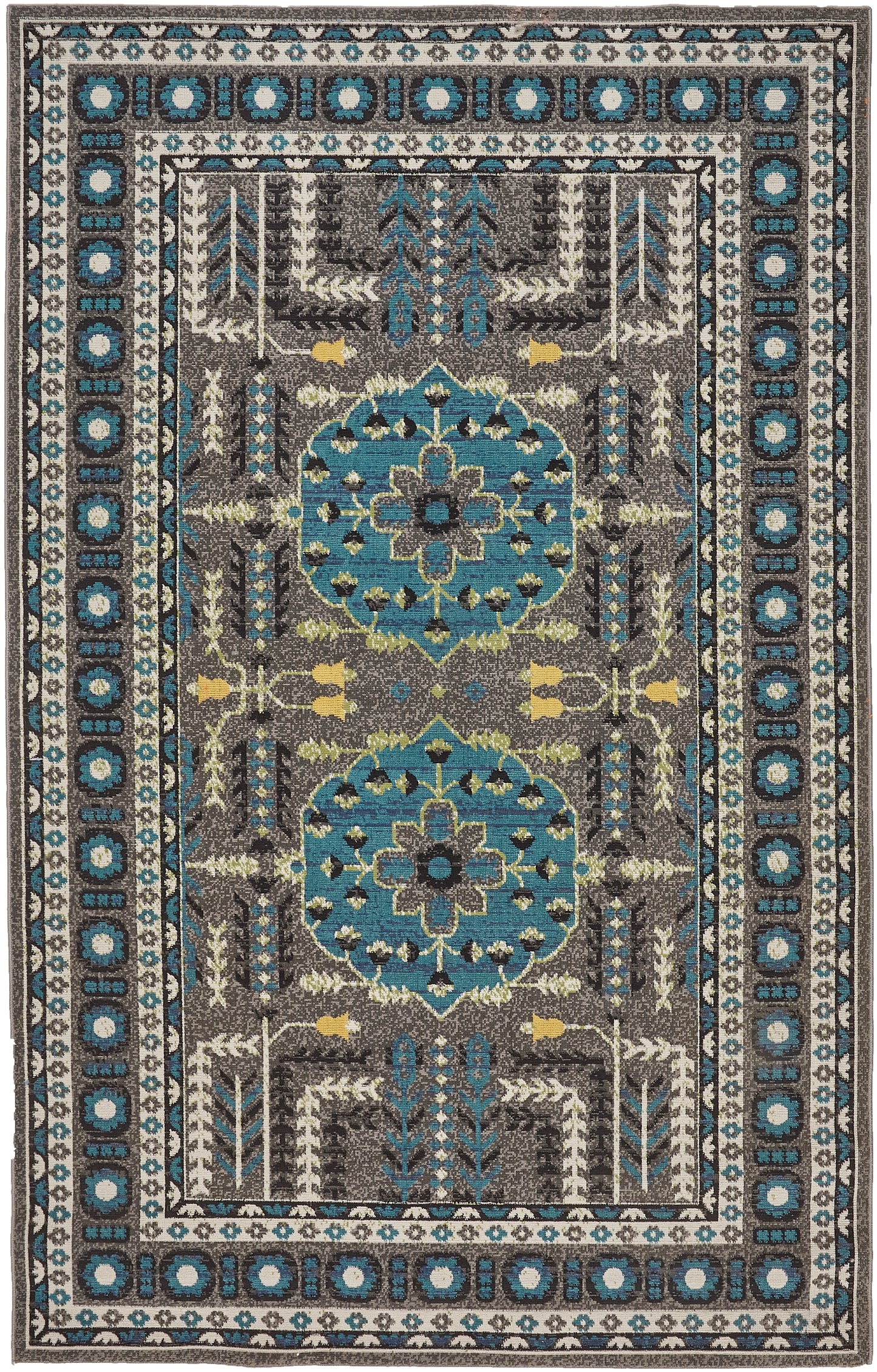 Foster Transitional/Classic/Bohemian & Eclectic Medallion/Bordered Gray/Blue/Green - Feizy Rug