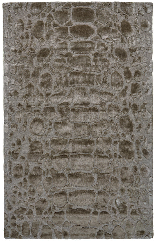 Mali Modern/Luxury & Glam Abstract/Solid Gray/Taupe - Feizy Rug