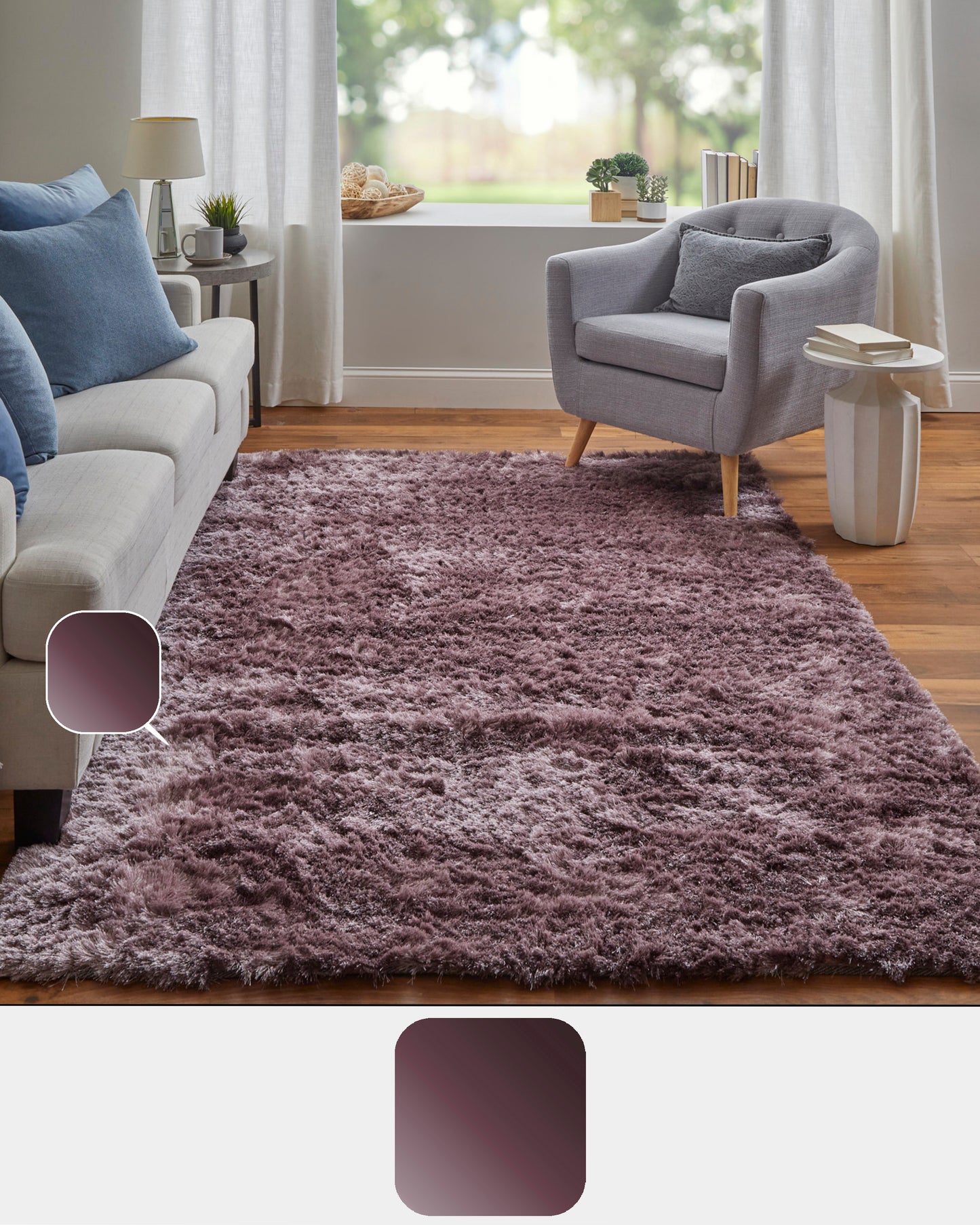 Indochine Modern/Luxury & Glam/Casual Solid Purple/Pink - Feizy Rug