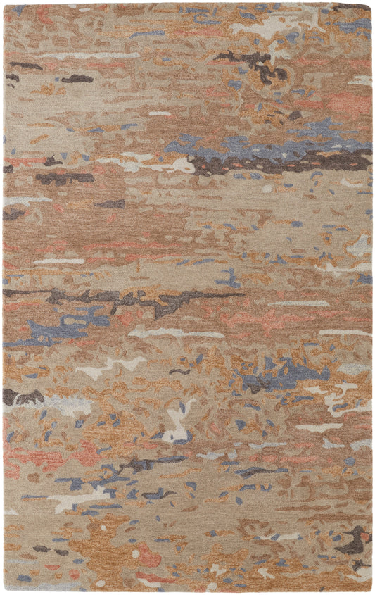 Everley Modern/Casual Tan/Blue Accent Rug