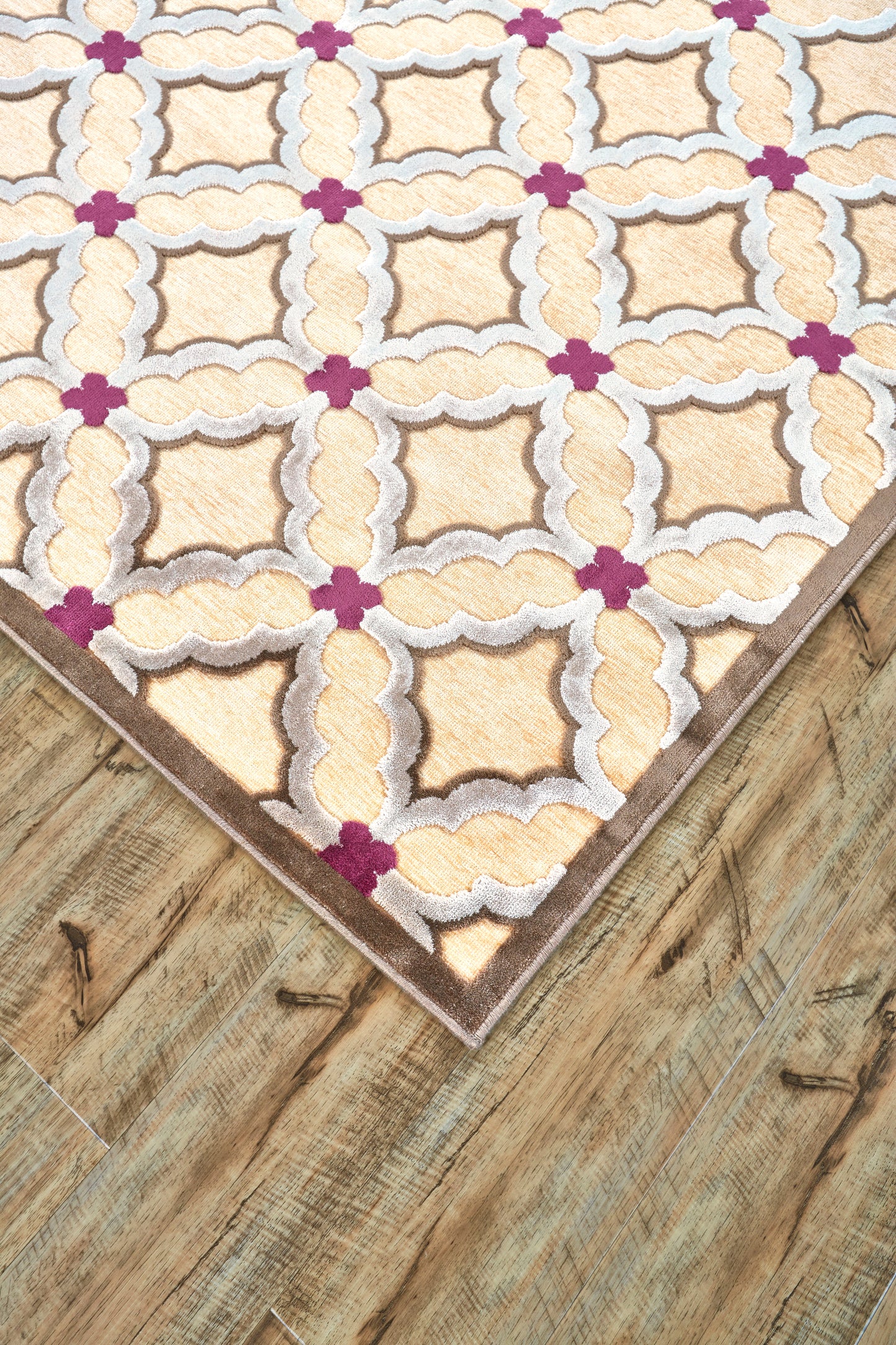 Saphir Rubus Modern/Mid-Century Modern Geometric/Abstract Tan/Brown/Purple - Feizy Rug