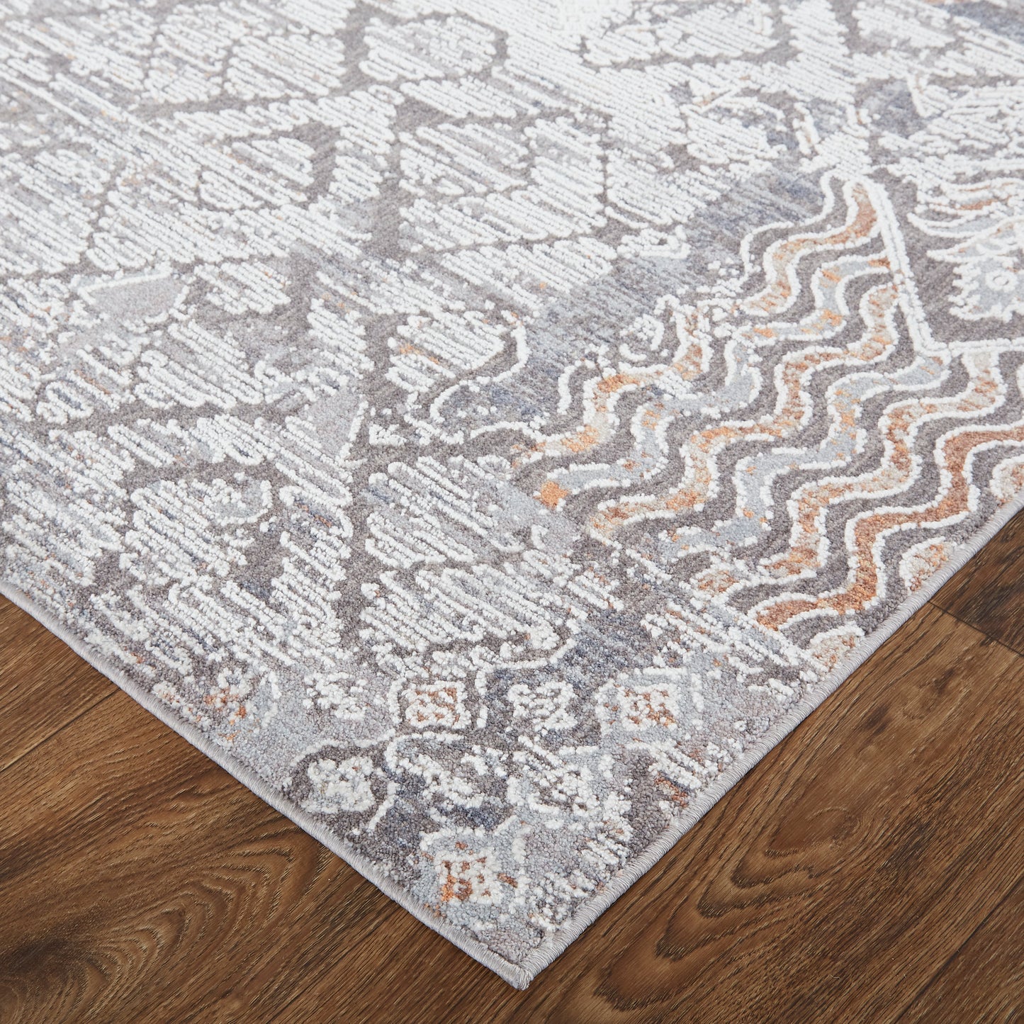 Francisco Transitional/Industrial/Southwestern Abstract/Geometric/Distressed Ivory/Gray - Feizy Rug