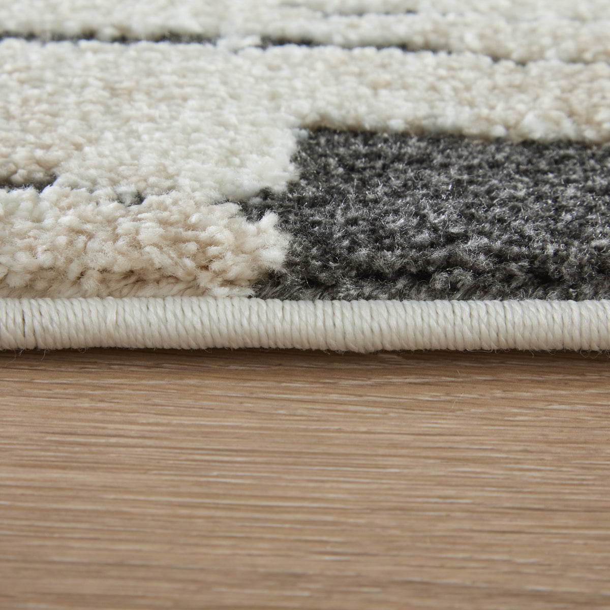 Gilmore Modern Stripes/Checkered/Abstract Ivory/Black - Feizy Rug