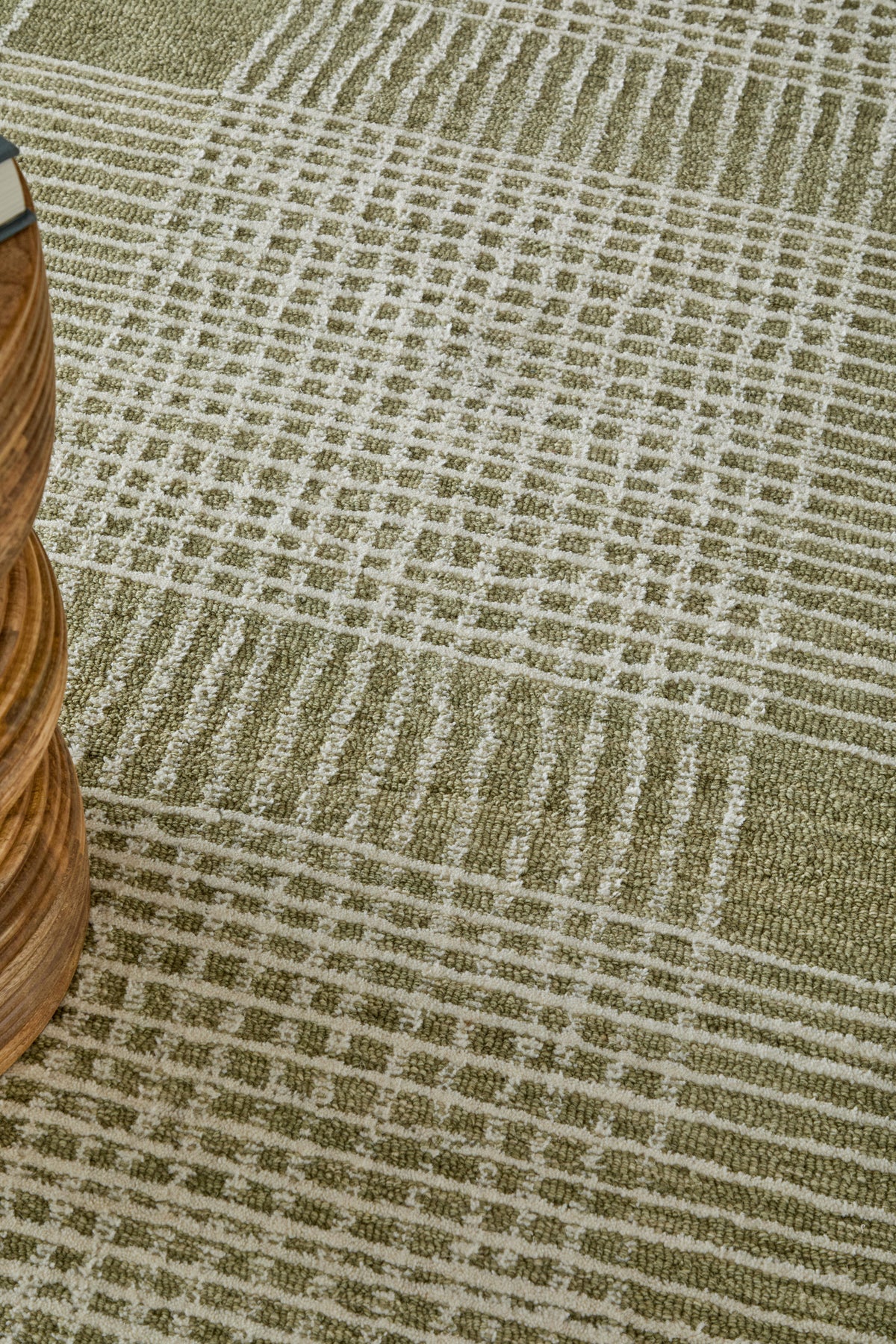 Winston Modern Plaid/Stripes Green/Ivory - Feizy Rug