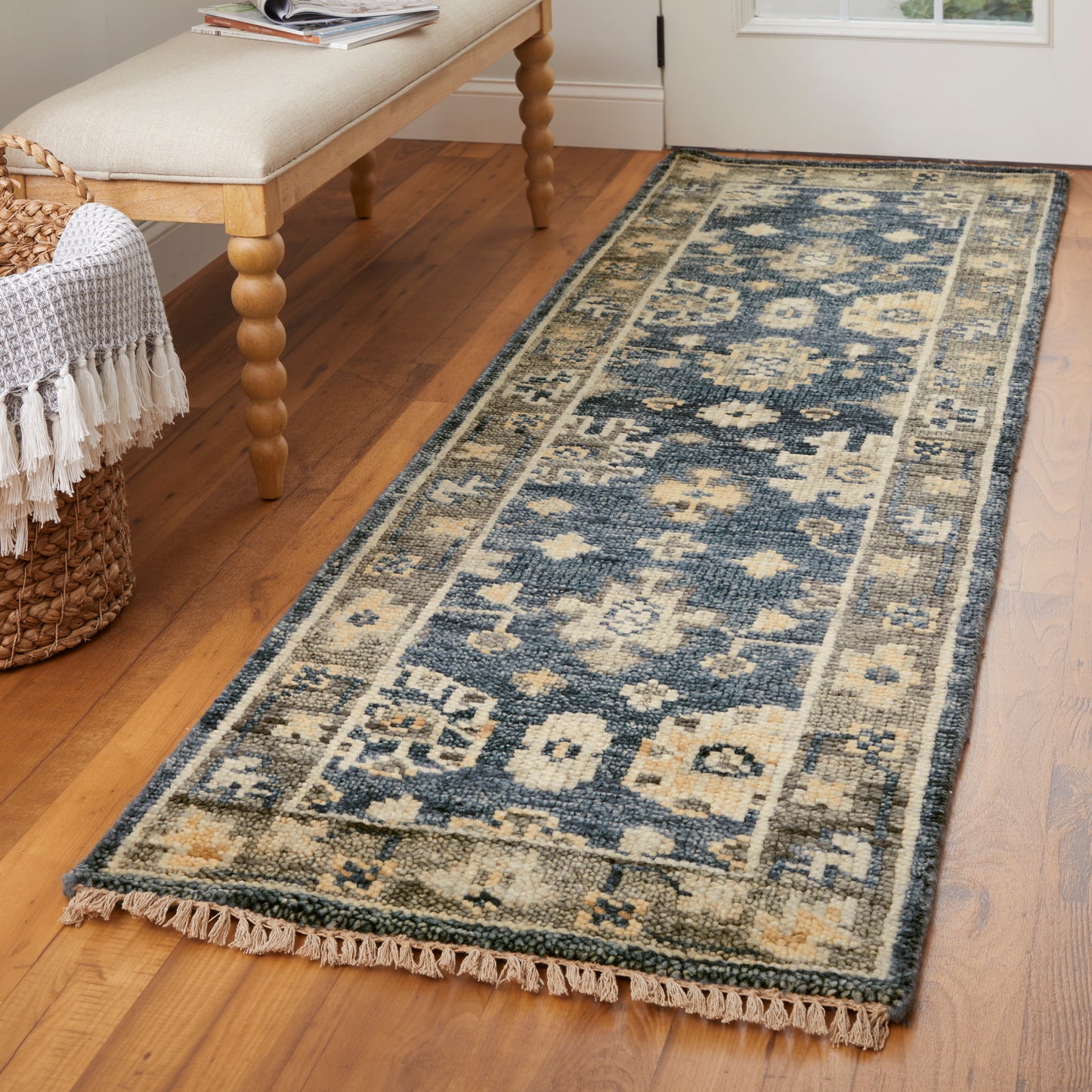 Fillmore Traditional/Classic Floral & Botanical/Bordered Blue/Gray - Feizy Rug