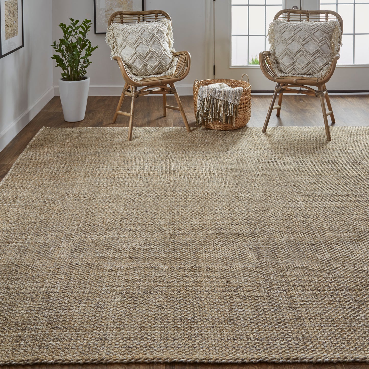 Naples Transitional/Casual/Nautical & Coastal Solid/Stripes Brown - Feizy Rug