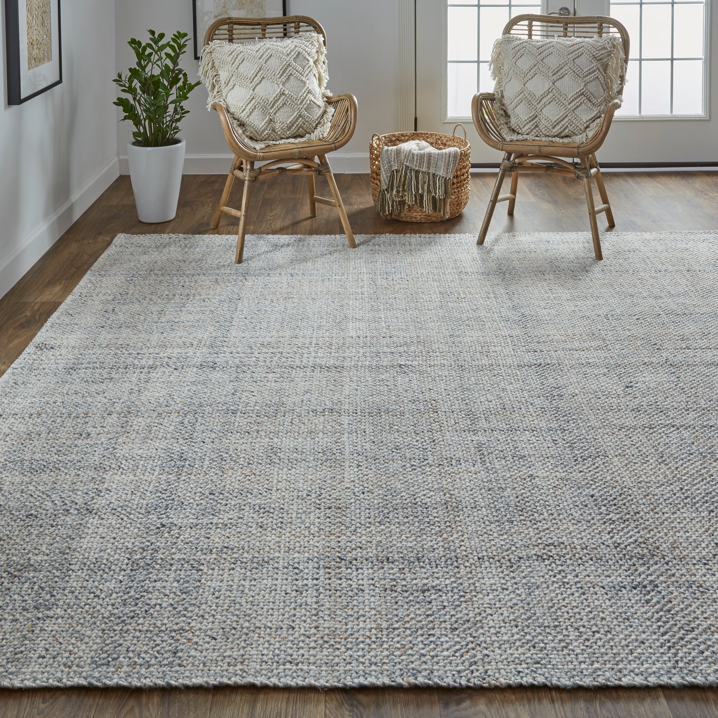 Naples Transitional/Casual/Nautical & Coastal Solid/Stripes Ivory/Tan/Gray - Feizy Rug