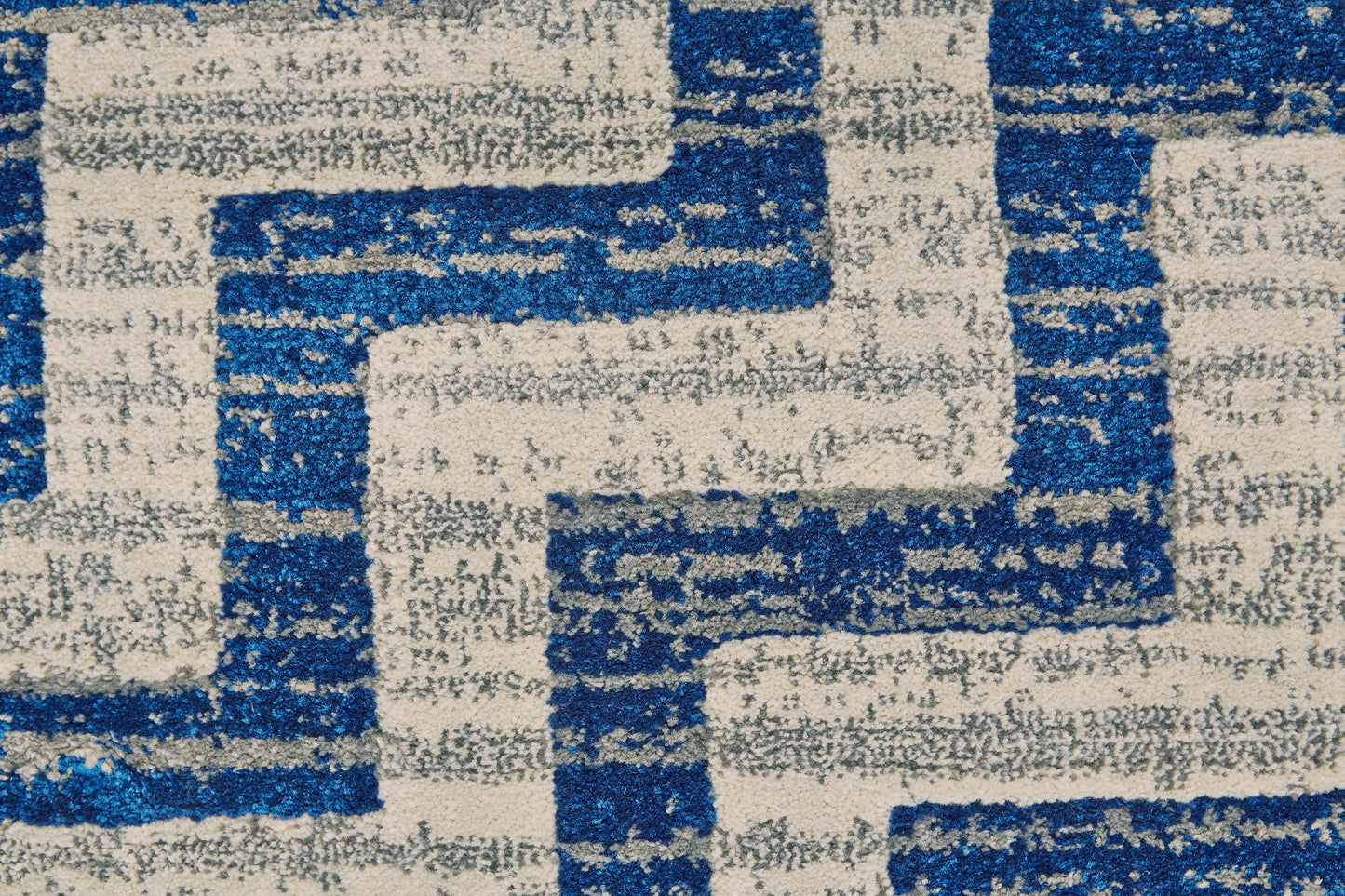 Brixton Modern/Nautical & Coastal/Global Chevron/Geometric Blue/Ivory/Gray - Feizy Rug