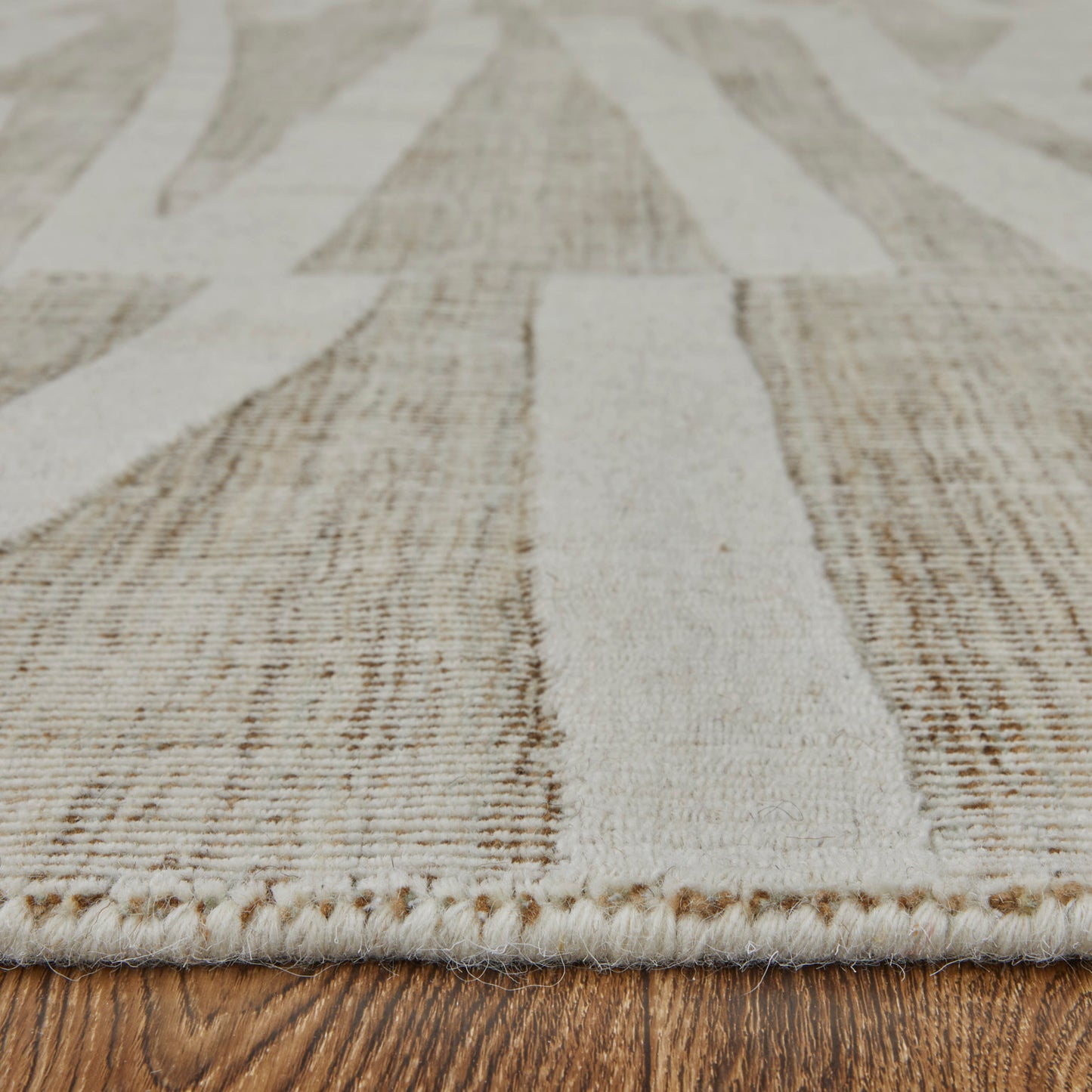 Peconic Modern/Industrial/Casual Abstract/Stripes Tan/Ivory - Feizy Rug