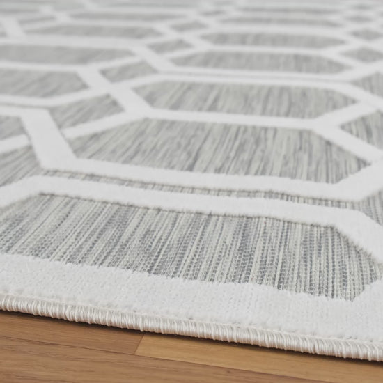 Geometric Hi-Low Modern Gray Indoor Outdoor Area Rug - detail view