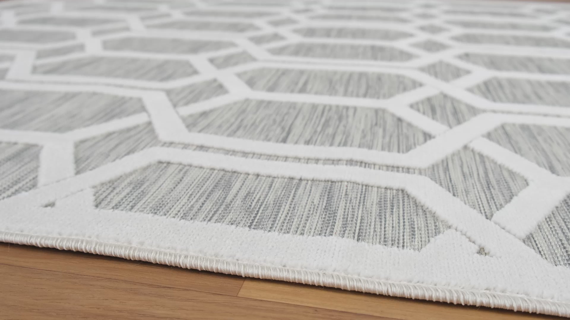 Geometric Hi-Low Modern Gray Indoor Outdoor Area Rug - detail view