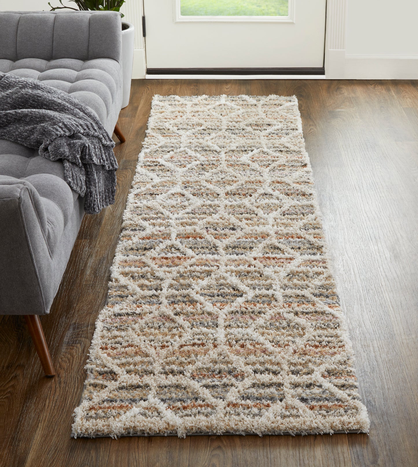 Mynka Transitional/Bohemian & Eclectic/Farmhouse Diamond/Geometric/Trellis & Lattice Tan/Taupe/Ivory - Feizy Rug