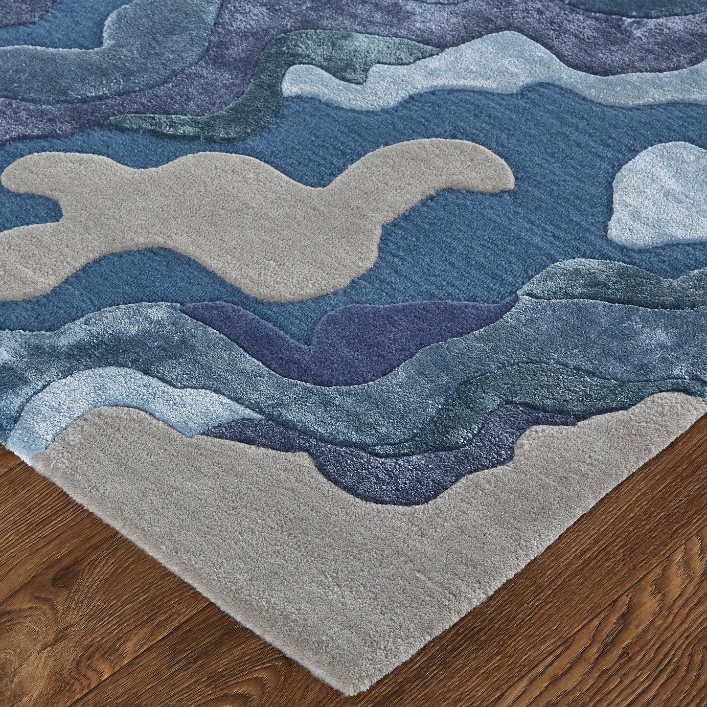 Serrano Transitional/Industrial/Casual Abstract/Watercolor Gray/Taupe/Blue - Feizy Rug