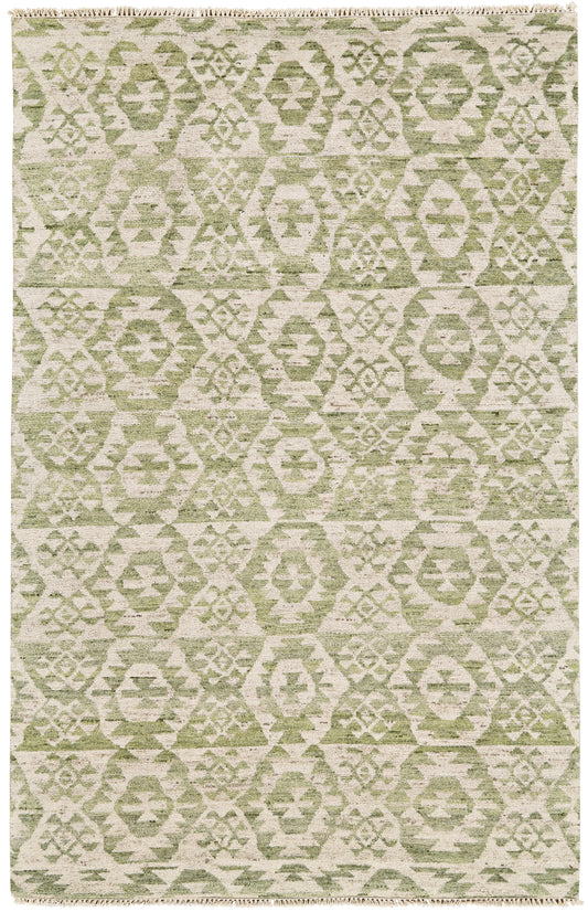 Nizhoni Transitional/Global Southwestern/Moroccan Green/Ivory - Feizy Rug