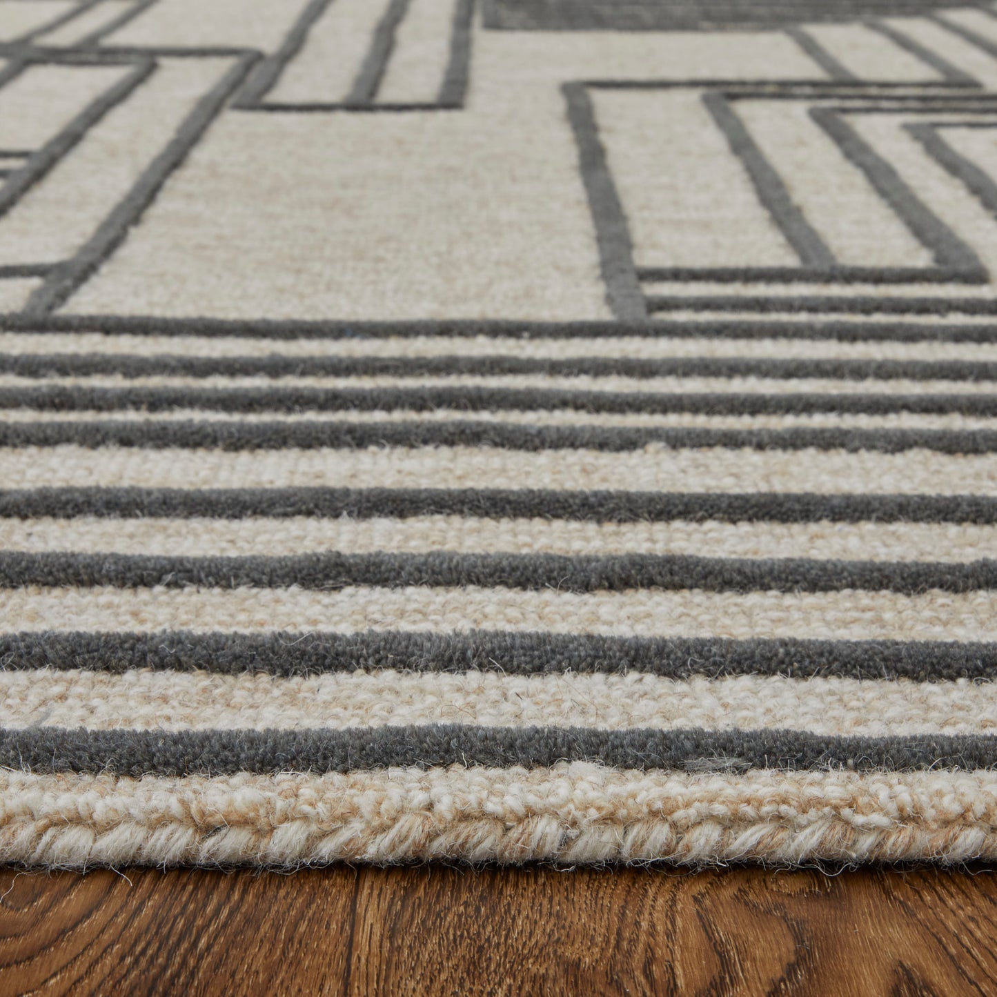 Gansett Modern/Casual Geometric/Stripes Tan/Brown - Feizy Rug
