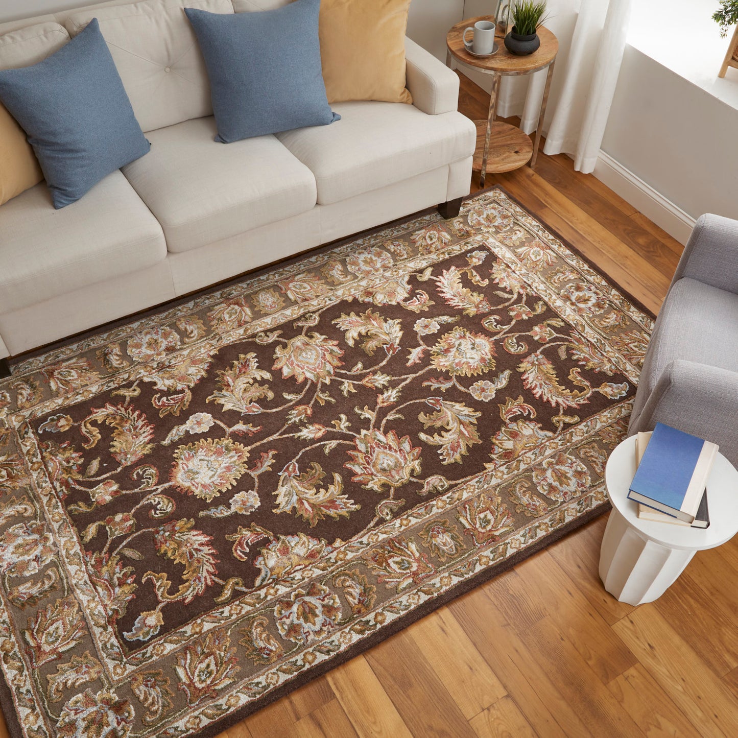 Prescott Traditional/Classic/Bohemian & Eclectic Oriental/Bordered Brown/Tan/Ivory - Feizy Rug
