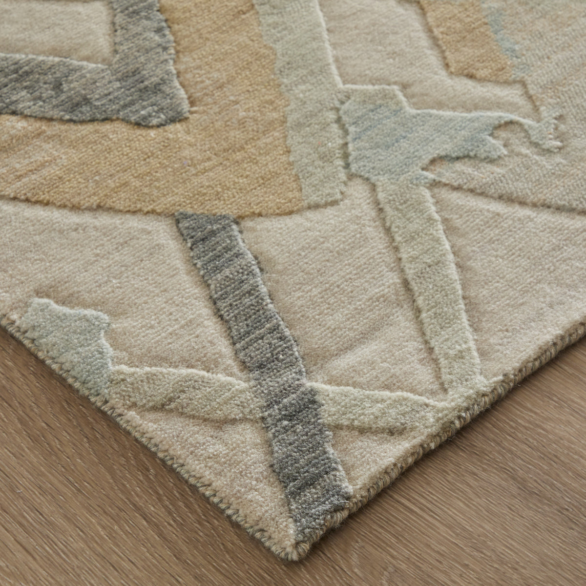 Jaxson Modern/Industrial Abstract/Chevron Ivory/Tan/Gray - Feizy Rug