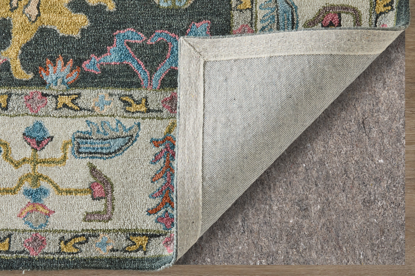 Springfield Traditional Floral & Botanical/Bordered/Medallion Gray/Ivory/Blue - Feizy Rug