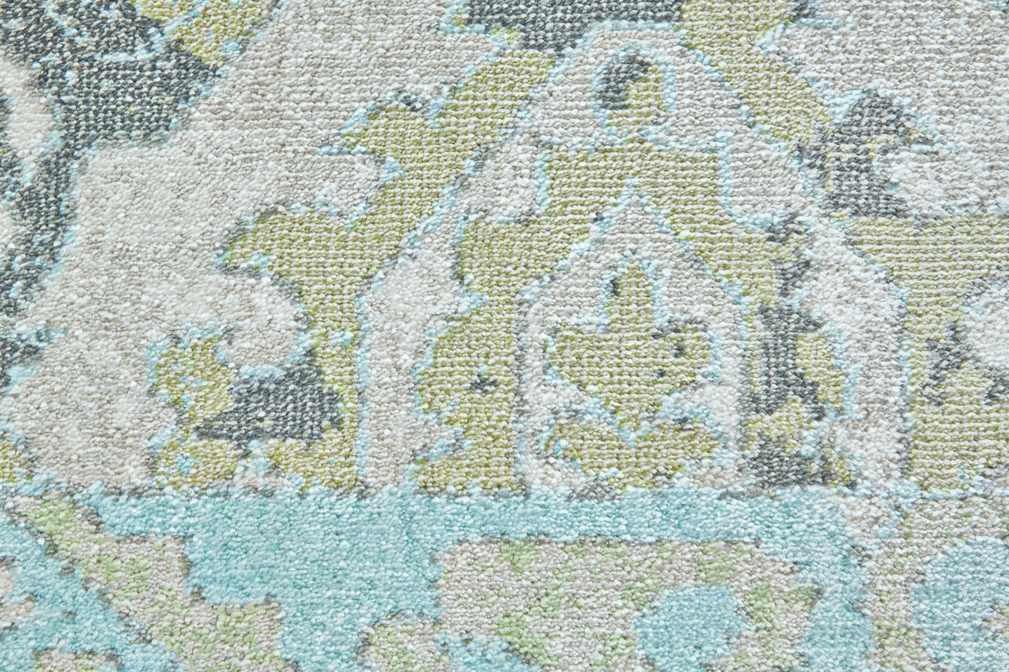 Katari Transitional/Vintage/Casual Floral & Botanical/Distressed/Bordered Blue/Green/Gray - Feizy Rug