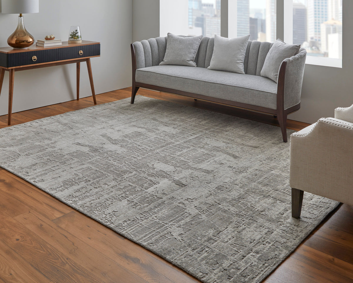 Eastfield Modern/Casual Abstract/Distressed Gray/Ivory 69A5 - Feizy Rug