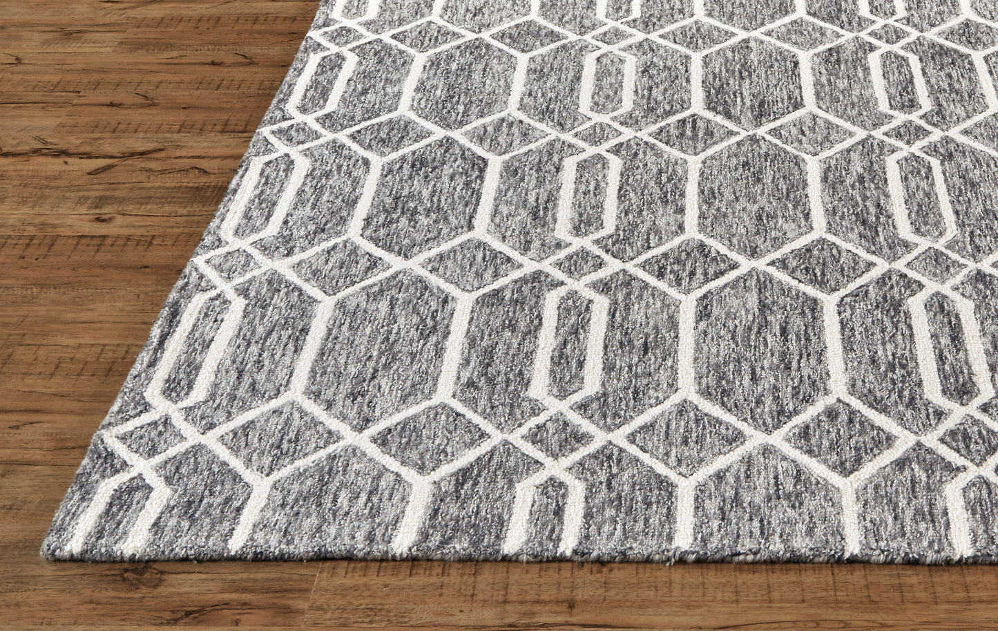 Belfort Transitional/Cottage/Farmhouse Trellis & Lattice/Geometric Gray/Black/Ivory - Feizy Rug