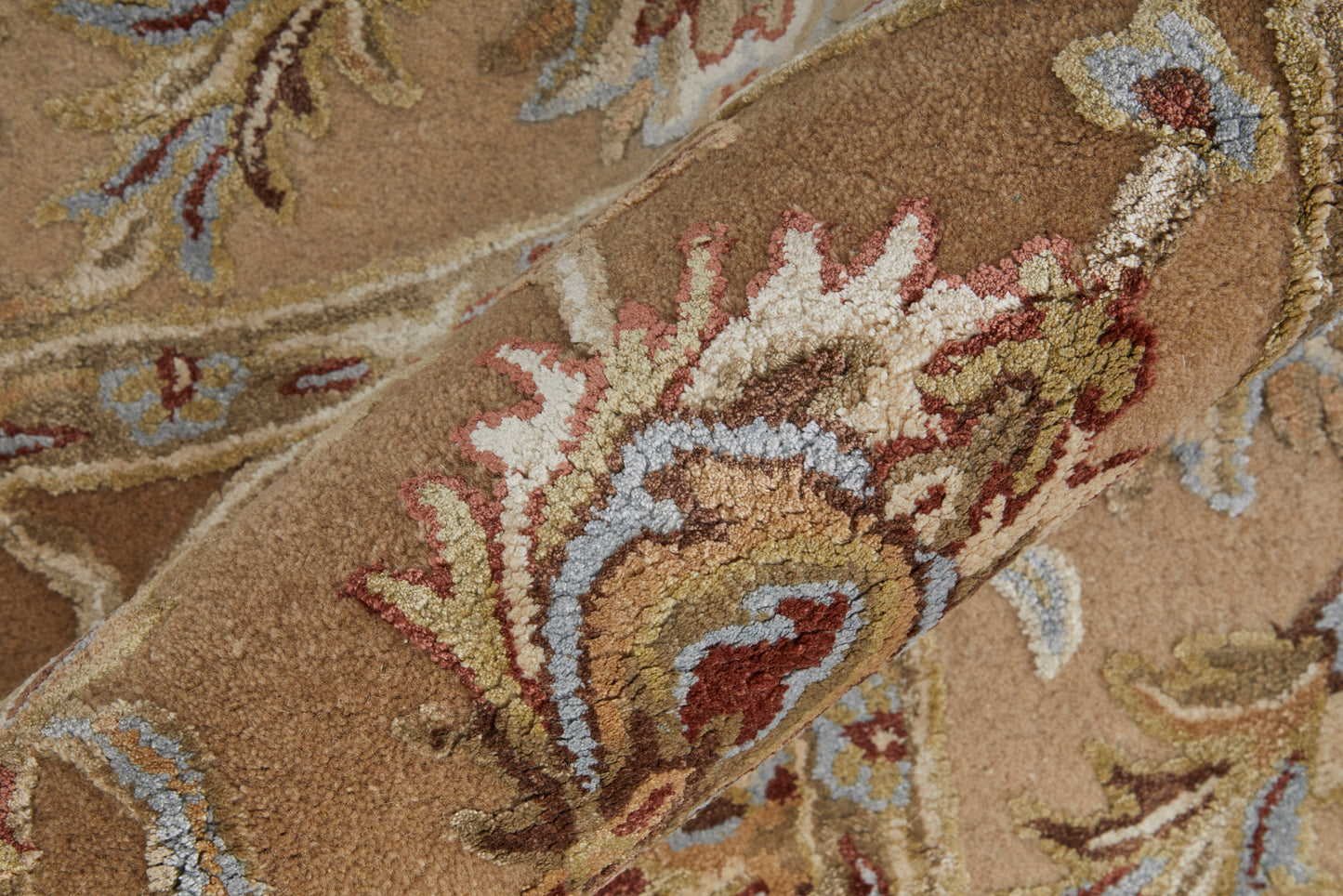Prescott Traditional/French & Victorian/Bohemian & Eclectic Floral & Botanical/Bordered Tan/Ivory - Feizy Rug