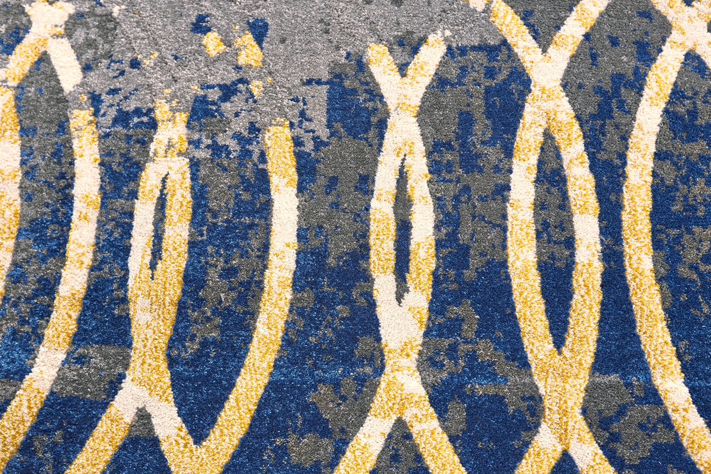 Brixton Modern/Bohemian & Eclectic/Global Geometric/Distressed Gray/Ivory/Blue - Feizy Rug
